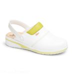 Feminine Breathable and Non-slip Medical Clog - MAR model with Wedge Heel - White/Fuchsia V 5933