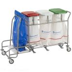 Trolley For Dirty Laundry Bags With Waste Collector Pedal Lids Without Portfolio Bags - Capacity 4 Bags In-line V 10429