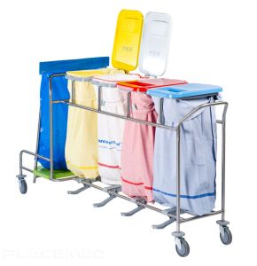 Trolley For Dirty Laundry Bags With Waste Collector Pedal Lids Without Portfolio Bags