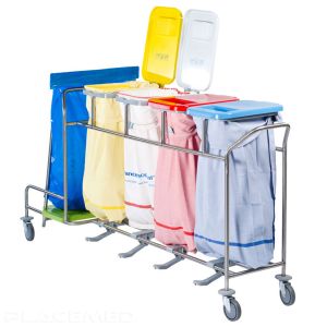 Trolley For Dirty Laundry Bags With Waste Collector Pedal Lids Without Portfolio Bags