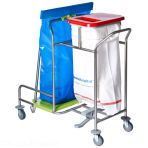 Trolley For Dirty Laundry Bags With Waste Collector Pedal Lids Without Portfolio Bags - Capacity 4 Bags In-line V 10430