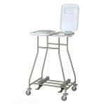 Bag Cart for the Collection and Sorting of Soiled Laundry in Stainless Steel with Pedal-Operated Lids - Capacity 4 In-line Bags Iseo 40 V 10435