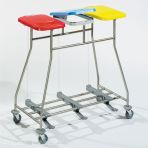 Bag Cart for the Collection and Sorting of Soiled Laundry in Stainless Steel with Pedal-Operated Lids - Capacity 4 In-line Bags Iseo 40 V 10436