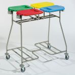 Bag Cart for the Collection and Sorting of Soiled Laundry in Stainless Steel with Pedal-Operated Lids - Capacity 4 In-line Bags Iseo 40 V 10437