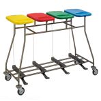 Bag Cart for the Collection and Sorting of Soiled Laundry in Stainless Steel with Pedal-Operated Lids - Capacity 4 In-line Bags Iseo 40