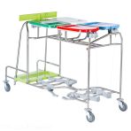 Trolley For Dirty Laundry Bags With Waste Collector Pedal Lids Without Portfolio Bags - Capacity 4 Bags In-line V 10438