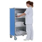 Large Capacity Clean Linen Trolley – 2 Shelves, 2 Doors, 4000 CR in Lightweight Alloy