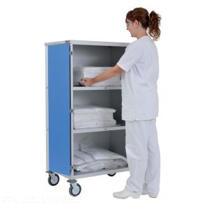 Large Capacity Clean Linen Trolley – 2 Shelves, 2 Doors, 4000 CR in Lightweight Alloy