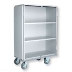 Chariot Armoire Pour la Gestion du Linge Propre Corps en Aluminium 2 Etagères Fixes 2 Portes en Tôle Pliée - Avec Pare-Chocs Supérieur V 10451