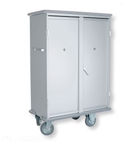 Wardrobe Cart for Clean Linen Management Aluminum Body 2 Fixed Shelves 2 Folded Sheet Metal Doors