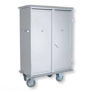 Wardrobe Cart for Clean Linen Management Aluminum Body 2 Fixed Shelves 2 Folded Sheet Metal Doors