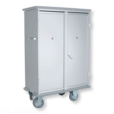 Chariot Armoire Pour la Gestion du Linge Propre Corps en Aluminium 2 Etagères Fixes 2 Portes en Tôle Pliée - Avec Pare-Chocs Supérieur