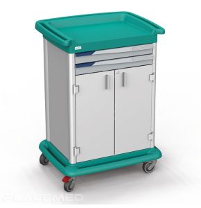 ES10 Lightweight and Versatile Change Trolley with Integrated Bumper Raised Worktop and Epoxy-Painted Steel Shelf