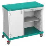 Chariot Aide-Soignante Pour La Gestion Du Linge Essential Dual Avec Plan Et Base En ABS Pare-Chocs Intégrés Et Frein Sur Deux Roues - Semi-ouvert avec 2 Portes V 10484