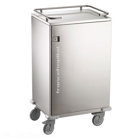 Trolley For Clean Linen In Stainless Steel With Brakes, 1 Height-Adjustable Shelf, 1 Door Key Lock With 270 Opening