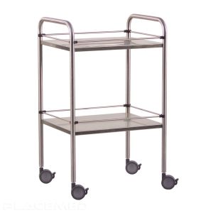 Holtex Stainless Steel Medical Trolley 90 x 55 x 80 cm with 2 Removable Trays