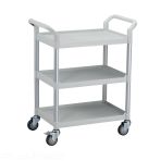 Medical Plastic Trolley 80 x 48 x 100 cm - 3 Trays 61.5 x 45 cm with Handle