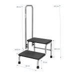 Holtex Stainless Steel Step Stool, 2 Steps with Phlebology Handrail