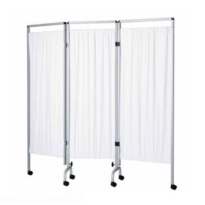 Paravent Médical 3 Panneaux PVC Blanc Non Feu 2x700 et 1x600mm sur Roulettes