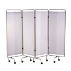 Holtex Stainless Steel Medical Screen, 4 Panels with White Curtains