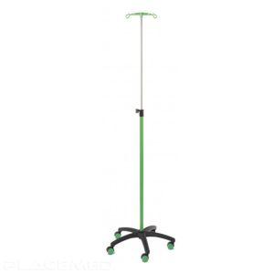 Epoxy Steel IV Pole with Green Tube - 2 Safety Nylon Hooks