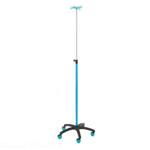 Steel IV Pole with Blue Tube - 4 Safety Nylon Hooks