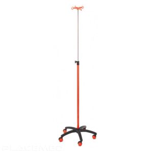 Steel IV Pole with Red Tube - 4 Safety Nylon Hooks