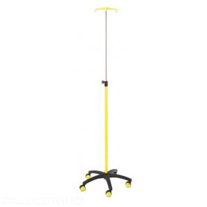 Steel IV Pole with Yellow Tube - 2 Safety Nylon Hooks