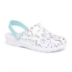 Suecos Brand Nurse Clogs - Antibacterial, Breathable, and Durable - EVA Clogs - White Aqua