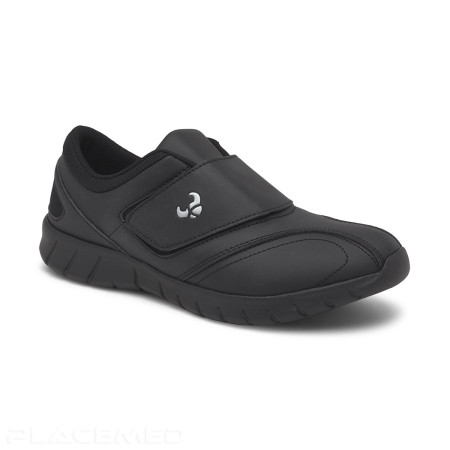 Medical Shoes in Microfiber by Suecos Model Bo with Velcro Closures - Black