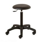 Tabouret Ergonomique Prisca avec Pied ABS Noir et Sellerie Noire sur Roulettes