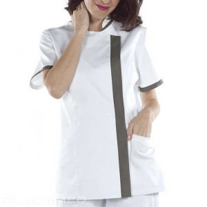 Tunique Médicale Femme Huesca Blanc Anthracite - Tailles XS à XXL