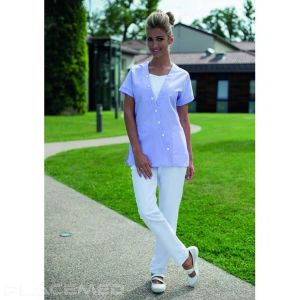 Women's KYM Tunic in Iris & White - Perfect Blend of Elegance and Practicality