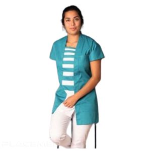 Tunic for Women SELMA in Serged Fabric - Side Closure with 7 Stainless Steel Buttons - Trapezoid Neckline