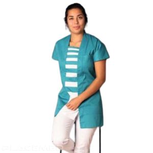 Tunic for Women SELMA in Serged Fabric - Side Closure with 7 Stainless Steel Buttons - Trapezoid Neckline