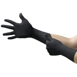 Ansell MICROFLEX®93-862 Gants d'examen jetables en nitrile pour mécanique, automobile, industrie et santé, Noir Taille XL 100 unités