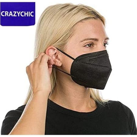 CRAZYCHIC - 10x Masque FFP2 NR Noir - Norme CE EN149 - Masque de Protection Respiratoire Certifié - Haute Filtration 5 Couches CE0598 - Stock Fran...