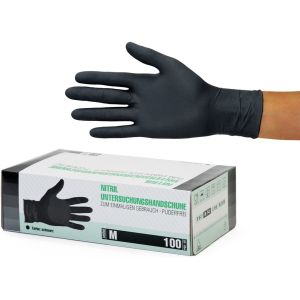 Nitrile Gloves Box of 100 Pieces (M, Black) for Medical Examination