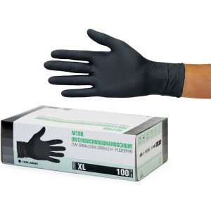 SF Medical Products GmbH Gants en nitrile Boîte de 100 pièces (XL, Noir) Gants d'examen jetables, sans poudre, sans latex, non stériles, médica...