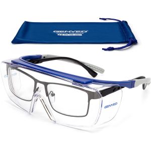 GENYED® Surlunettes de Sécurité, Lunette de Protection Travail, Certifiées CE EN166, Lunettes de Protection Anti-rayures Anti-buée UV400, Bran...