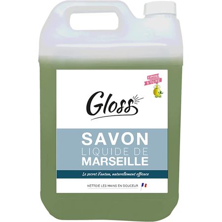 GLOSS - Savon De Marseille Liquide - 100% Végétal - Nettoie Et Dégraisse - Adoucis Les Mains - À L'Huile D'Olive - 5L - Fabrication Française