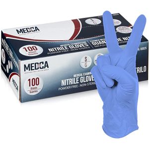 MEDca Nitrile Exam Gloves, Disposable Powder-Free Blue, Small