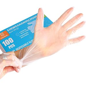 TAVIALO Vinyl Disposable Gloves Size M/8 and L/9, set of 100 pcs, disposable vinyl gloves