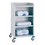 Clean Linen Distribution Trolley 3 Levels 2 Fixed Shelves and 3-Sided ABS Top - With Doors V 10447