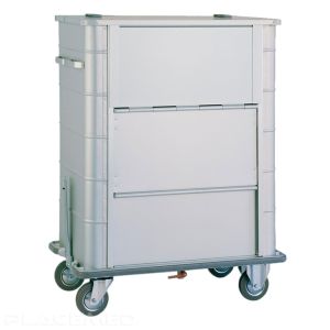 Laundry Bag Collection Trolley 2050 With Drain Tap, Lid, and Three-Part Front Panel