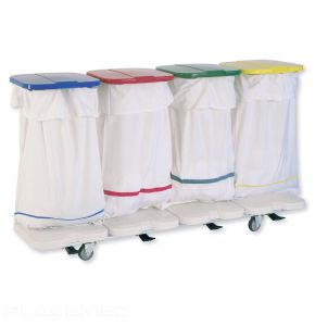 Bag Holder Cart Fully Equipped With Laundry Bags Pedal-Operated Lid ABS Platform And 4 Swivel Non-Marking Wheels