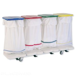 Bag Holder Cart Fully Equipped With Laundry Bags Pedal-Operated Lid ABS Platform And 4 Swivel Non-Marking Wheels