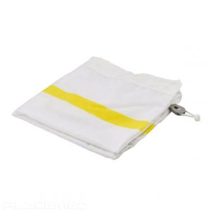 Full White Bag For Soiled Linen, Rectangular Base, Gripping Handle, Drawstring Closure